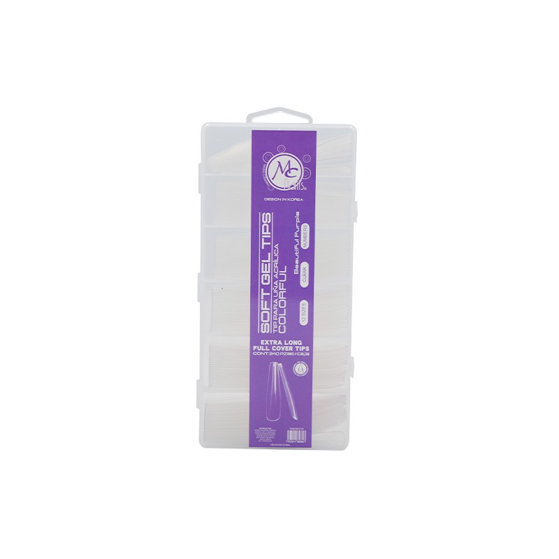 COLORFUL TIPS COFFIN Extra Long Luna Completa  Beautiful Purple 240pz