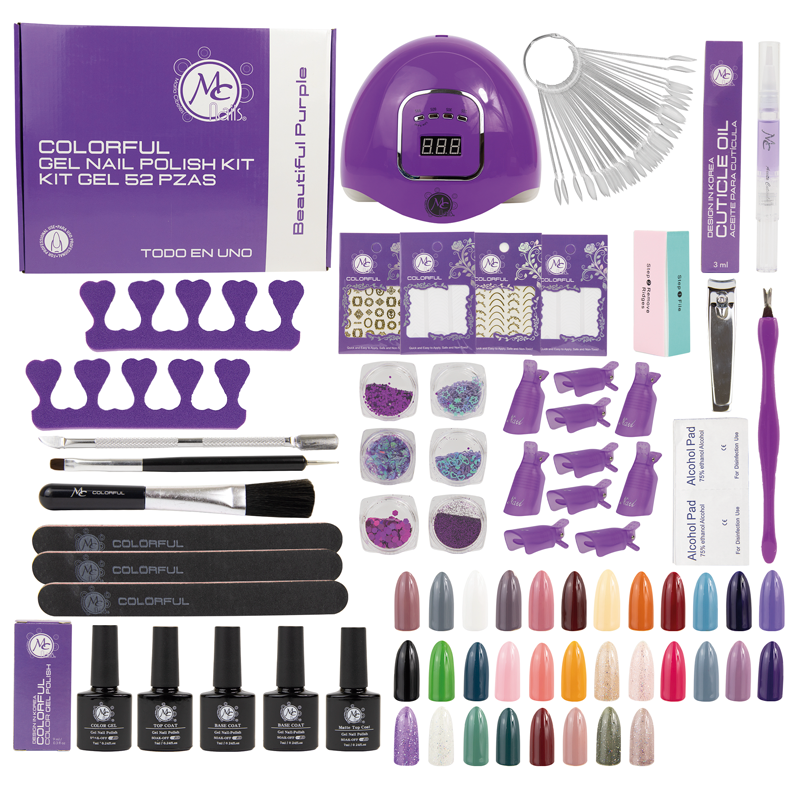 COLORFUL KIT GEL NAIL DIAMOND Beautiful Purple 94pz