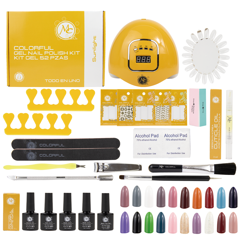 COLORFUL KIT GEL NAIL EMERALD Sun Light 52pz