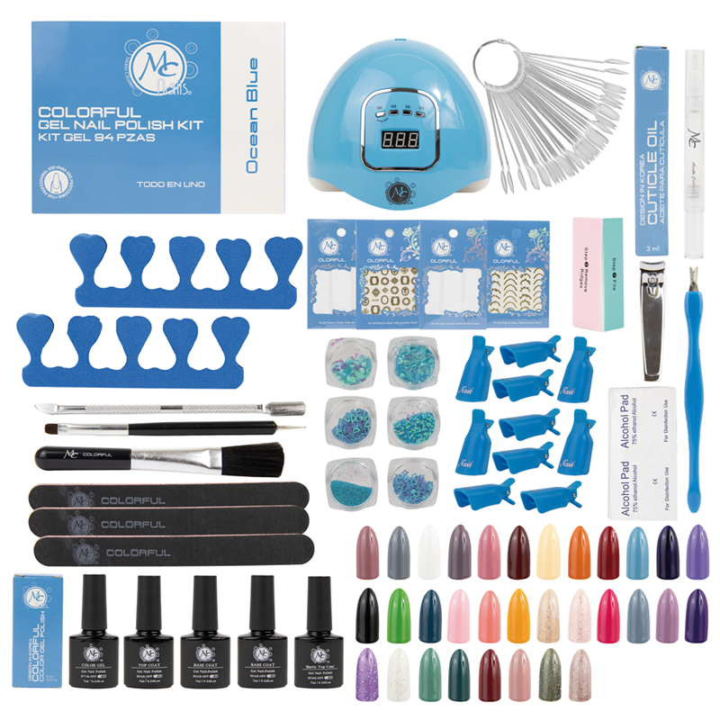 COLORFUL KIT GEL NAIL DIAMOND Ocean Blue 94pz