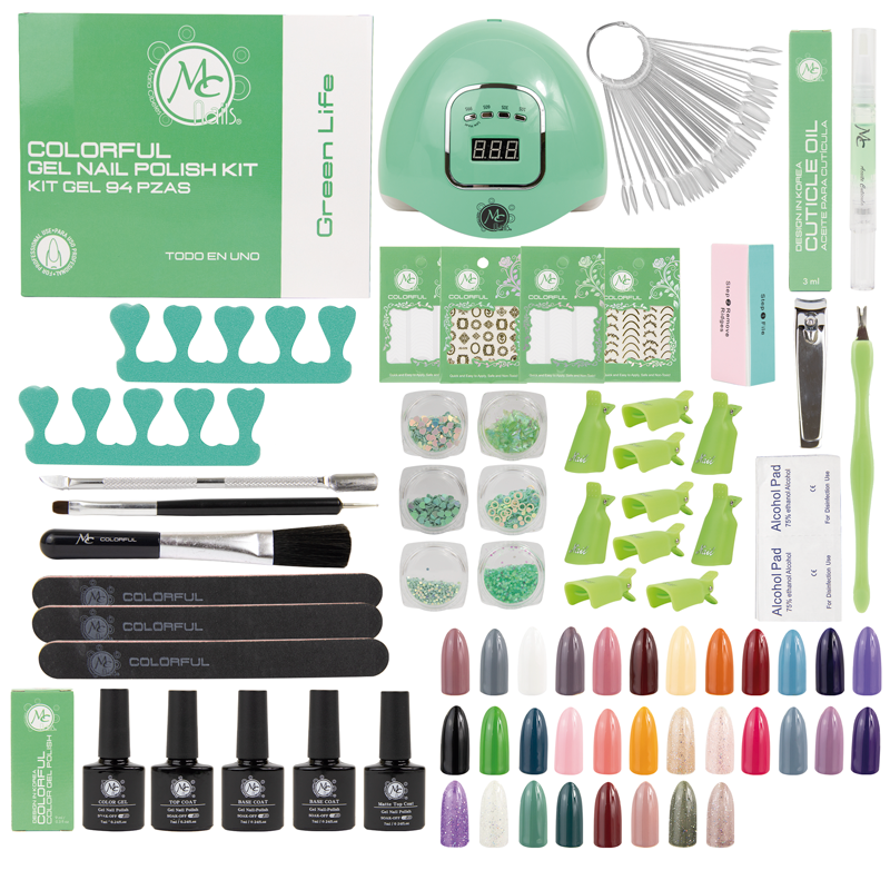 COLORFUL KIT GEL NAIL DIAMOND Green Life 94pz