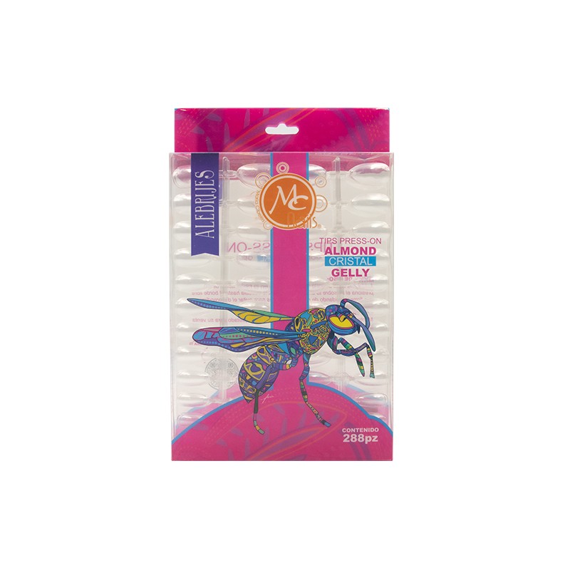 Tip Press On Almond Cristal GELLY 288pz