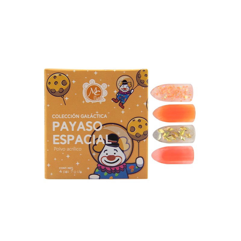 Caja de Polvo Acrilico PAYASO ESPACIAL 4 pz