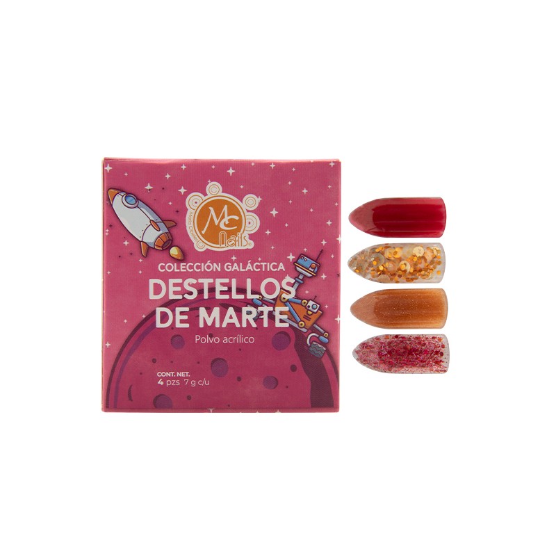 Caja de Polvo Acrilico DESTELLOS DE MARTE 4 pz