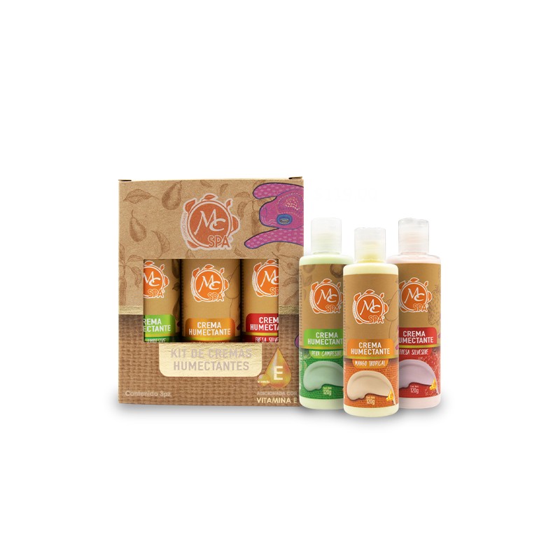 Kit de cremas humectantes 3pzs de 12 grs c/u MANGO, FRESA Y PERA