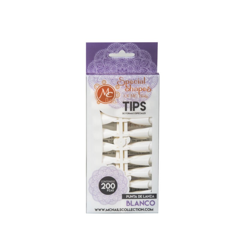 Tips 200 pz Punta de Lanza Blanca