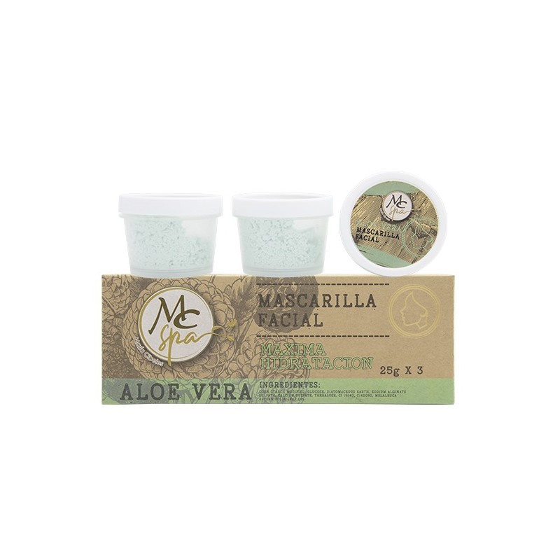 Mascarilla FACIAL ALOE VERA 3pz de 25grs c/u
