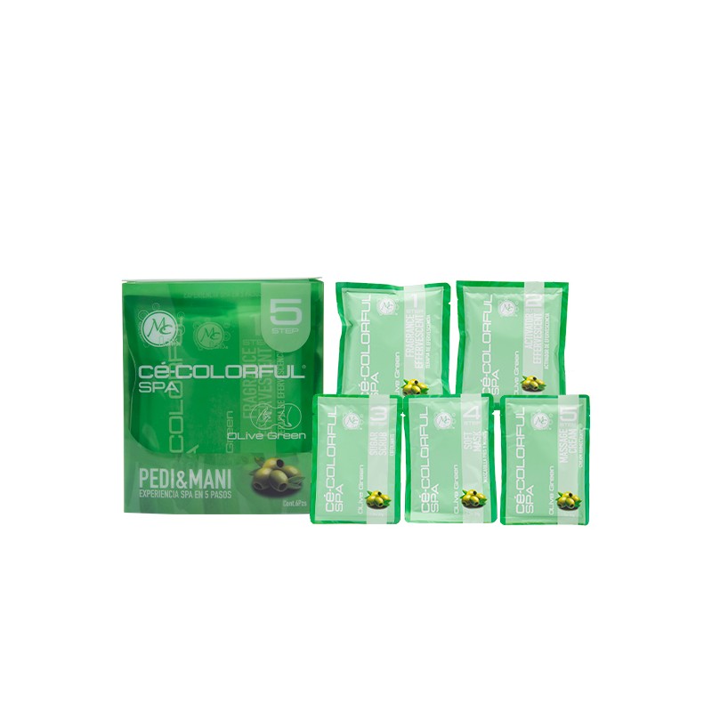COLORFUL SPA KIT PEDI&MANI 5step  6pz FRAGANCE: OLIVE GREEN