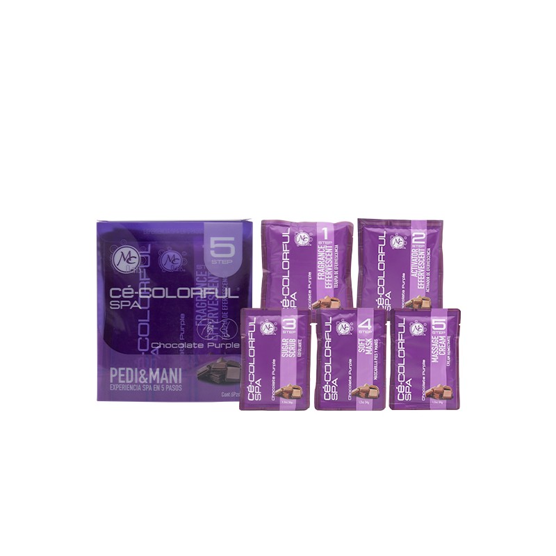 COLORFUL SPA KIT PEDI&MANI 5step  6pz FRAGANCE: CHOCOLATE PURPLE