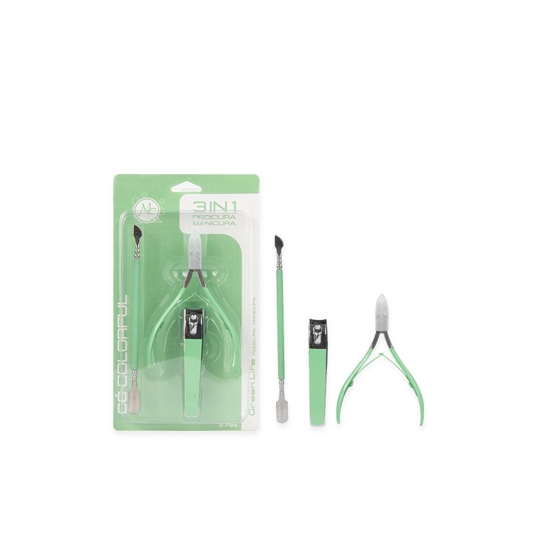 COLORFUL SET DE MANICURE 3 EN 1  GREEN LIFE