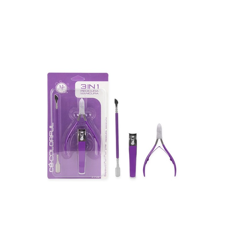COLORFUL SET DE MANICURE 3 EN 1 BEAUTIFUL PURPLE