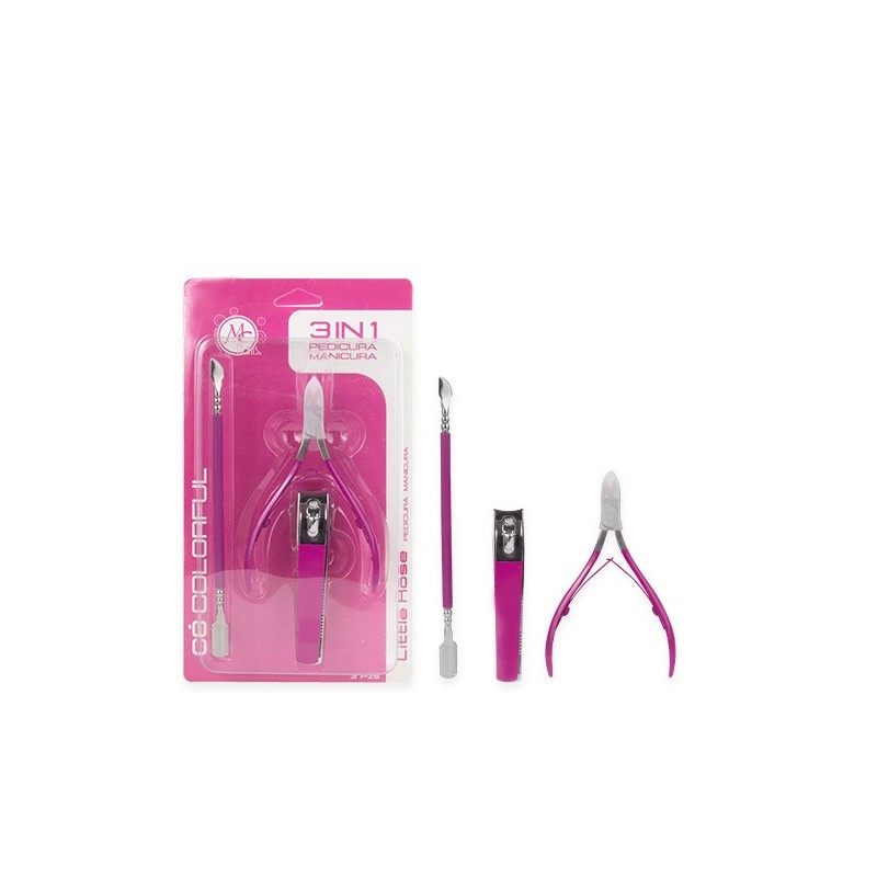 COLORFUL SET DE MANICURE 3 EN 1 ROSE